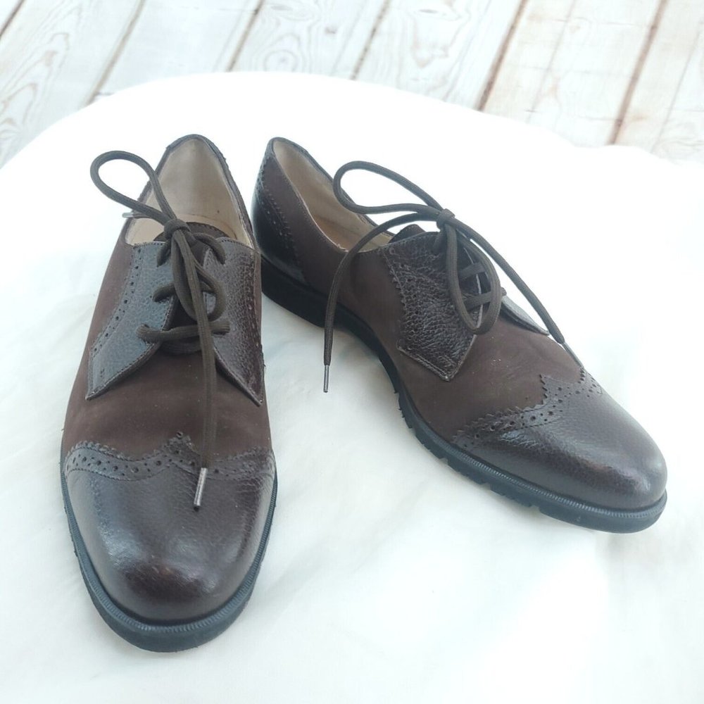 Salvatore Ferragamo Womens Brown Suede Leather Oxford Dress Shoes Size 7